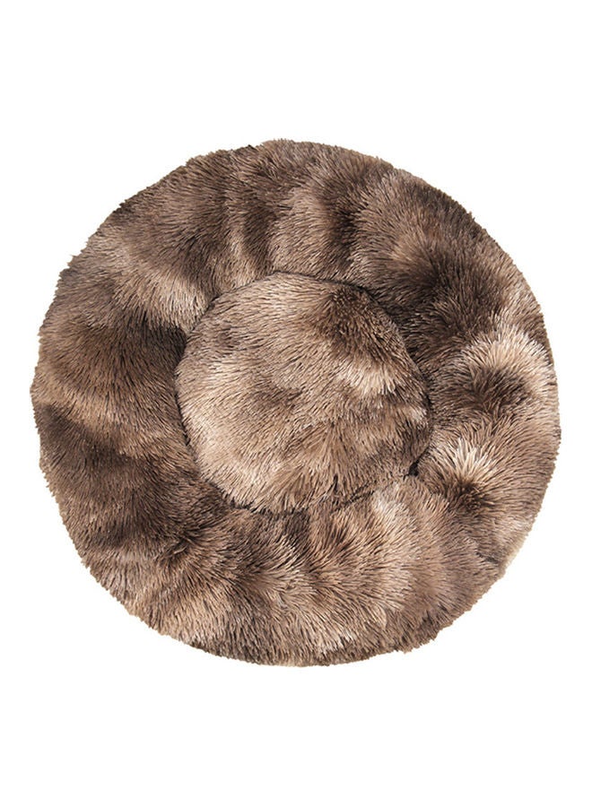 سرير دائري مبطن من الفراء الصناعي للحيوانات الأليفة بني - Image 2