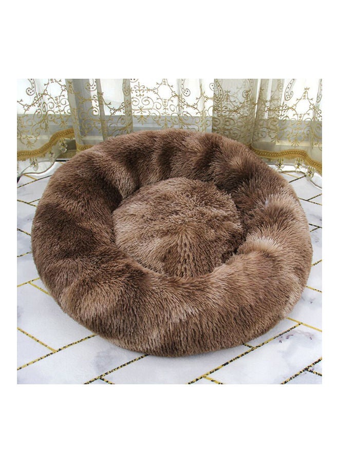 سرير دائري مبطن من الفراء الصناعي للحيوانات الأليفة بني - Image 4