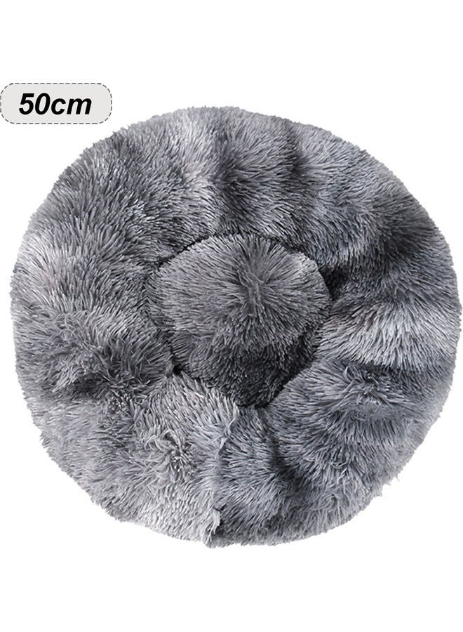 سرير من الفراء الصناعي بتصميم دائري للحيوانات الأليفة رمادي - Image 2