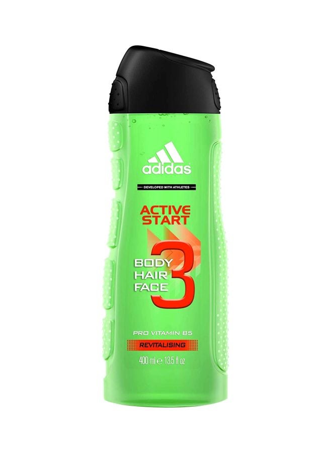 Adidas 3-In-1 Active Start Shower Gel, 13.5 ounce Green/Red/Black  - Image 1