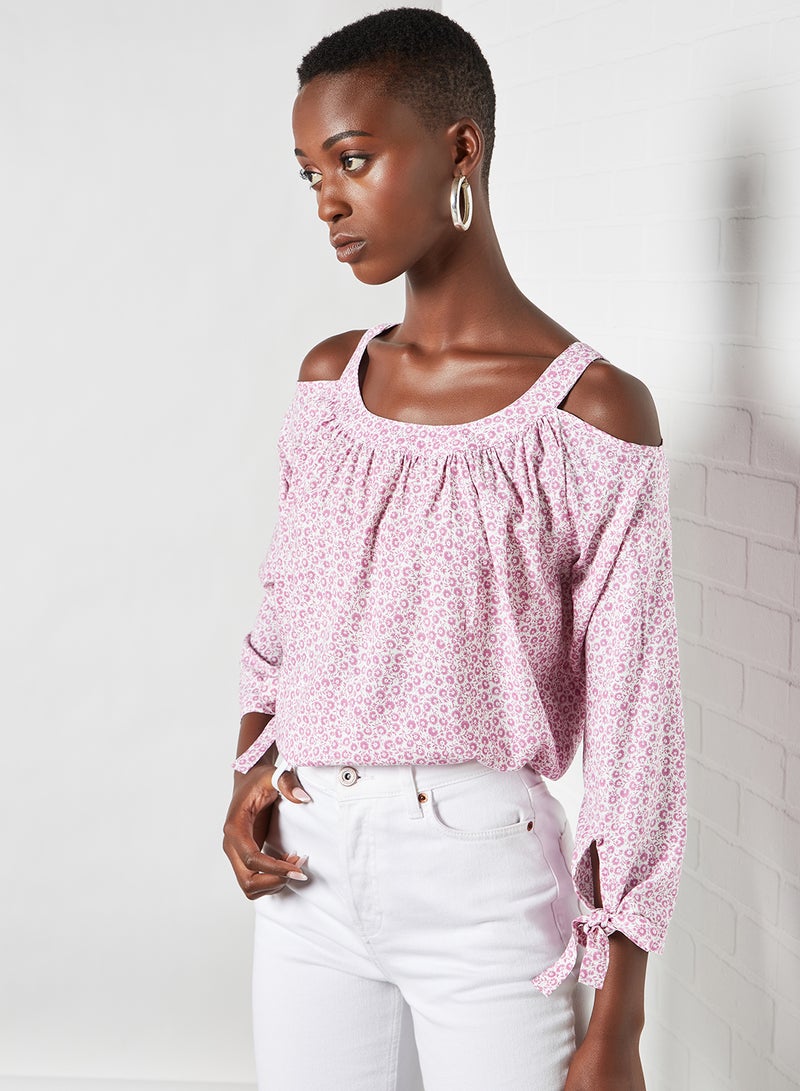 Aila - Casual Printed Blouse Top White Aop - Image 1