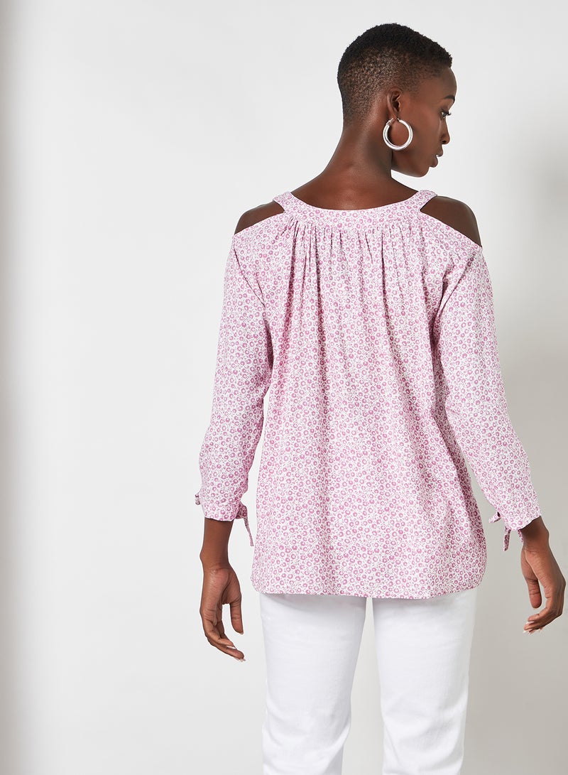 Aila - Casual Printed Blouse Top White Aop - Image 1