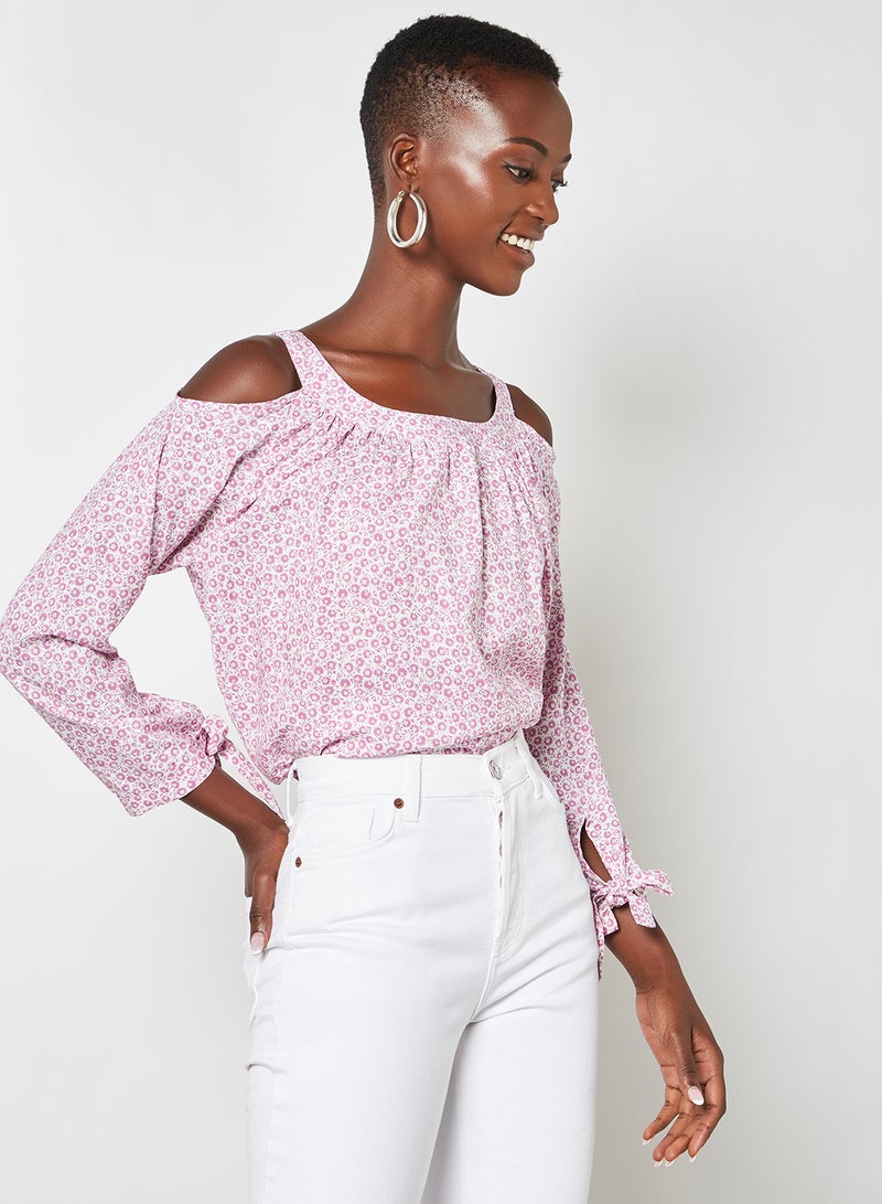 Aila - Casual Printed Blouse Top White Aop - Image 1
