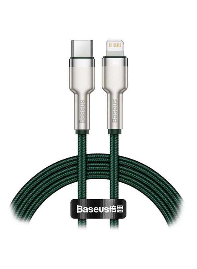 بيسوس كابل USB C إلى لايتنينج للشحن السريع ونقل البيانات بتقنية PD بقدرة 20 وات من سلسلة كافولي ومتوافق مع هواتف آيفون 14 و14 برو/ 13 برو/ 13 برو ماكس / 13/13 ميني، آي باد 9، 12 ميني/ 12/12 برو، بطول متر واحد أخضر/فضي - Image 1