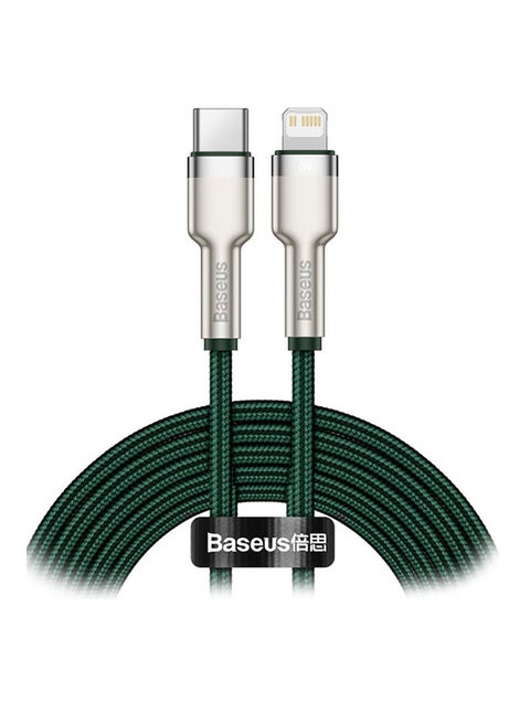 كابل USB C إلى لايتنينج للشحن السريع ونقل البيانات وبتقنية PD بقدرة  20 وات من سلسلة كافولي ومتوافق مع آيفون 14/14 برو/ 13 برو/ 13 برو ماكس / 13/13 ميني، آي باد 9، 12 ميني/ 12/12 برو، بطول مترين أخضر