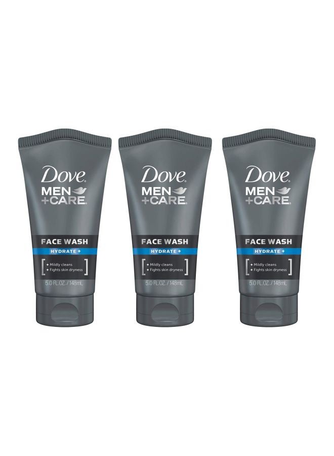 Dove 3-Piece Hydrate Face Wash Set Grey/Black/White 3x 148ml - Image 1