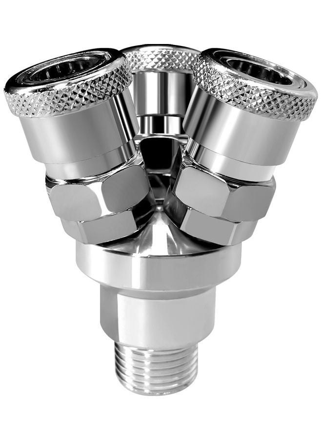 3-Way Manifold Air Compressor Splitter Silver - Image 2