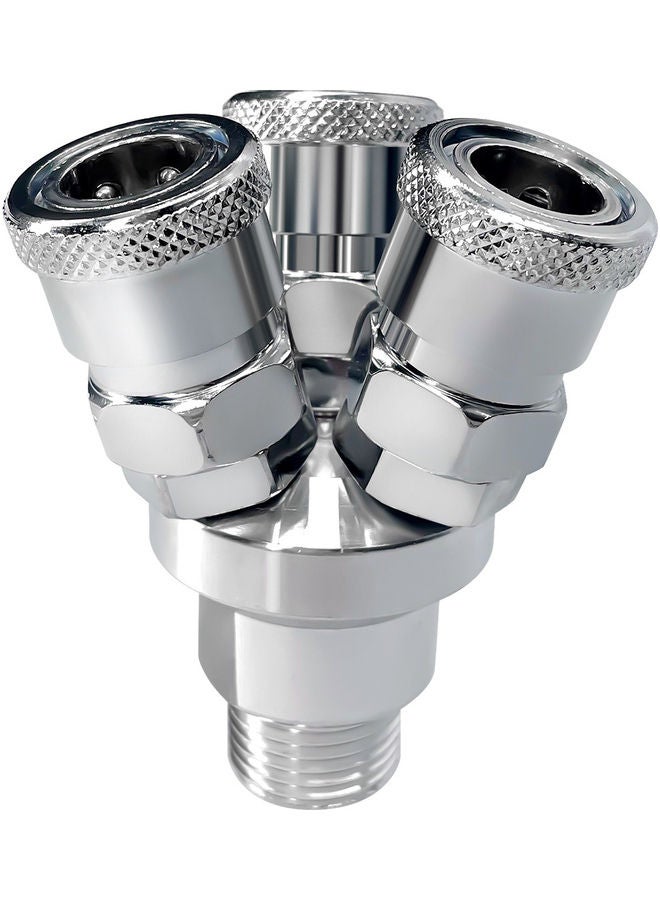 3-Way Manifold Air Compressor Splitter Silver - Image 1