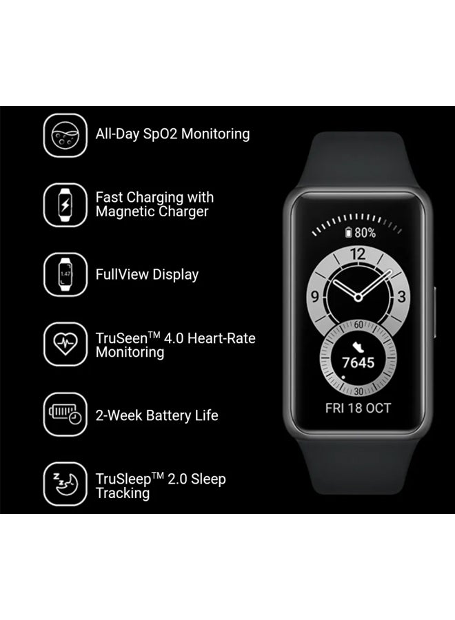 HUAWEI - Band 6 FRA-B19 + FOC Huawei City Travel Gift Package (Thermos Bottle, Retractable USB Carry Case, Canvas Bag) Graphite Black - Image 1