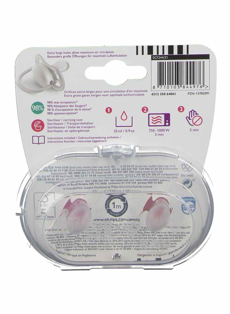 PHILIPS AVENT 2-Piece Ultra Air Mix Soft Pacifier Set Pink  - Image 2