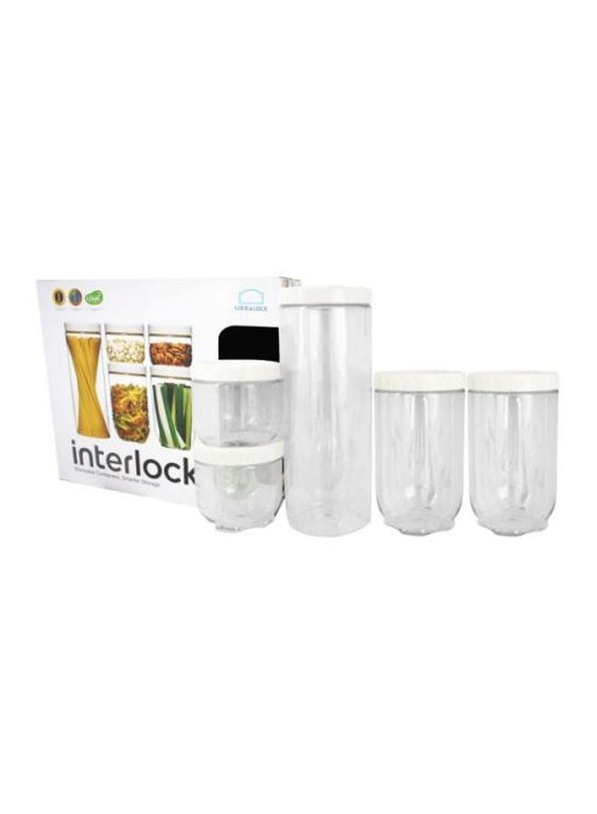 Set Of 5 Interlock Food Containers Clear Containers 620 Ml, Containers 1.3 L, Containers 2.1Liters