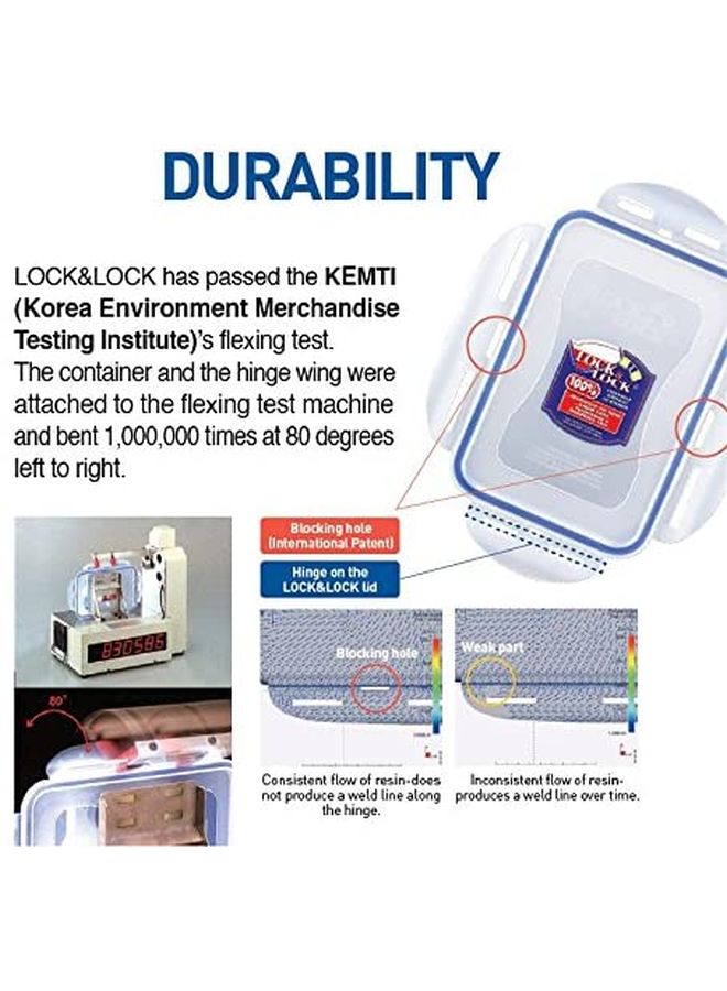 LocknLock Rectangular Food Container Clear/Blue 350ml - Image 5