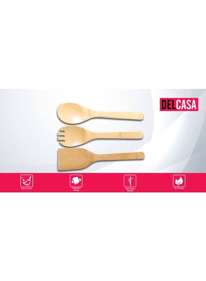DELCASA 5-Piece Bamboo Utensil Set Natural 33x31x19.5cm  - Image 4