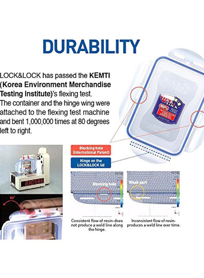 LocknLock Rectangular Short Food Container With Divider Clear/Blue 151x108x58mm  - Image 4