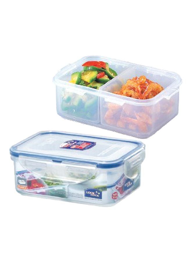 LocknLock Rectangular Short Food Container With Divider Clear/Blue 151x108x58mm  - Image 5
