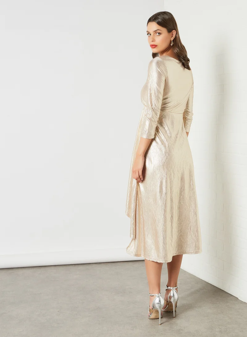 AND Metallic High-Low Dress Rose Gold