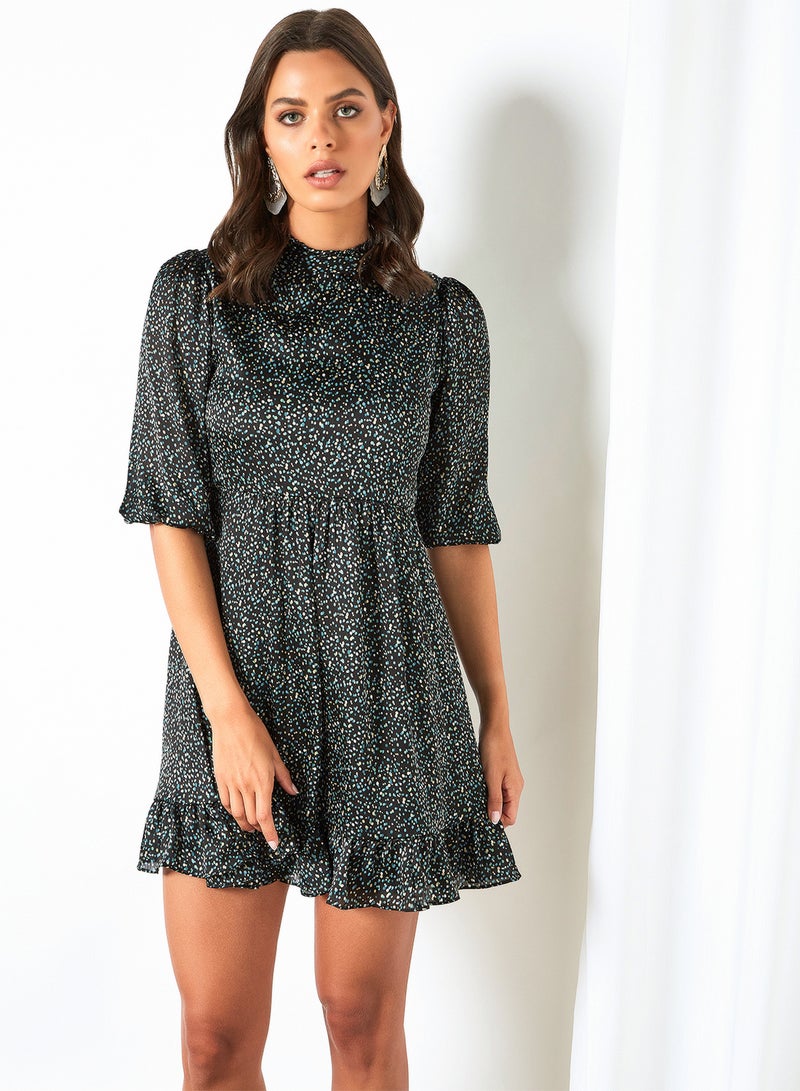 Printed Mini Dress Black - v1621106704/N45701830V_1