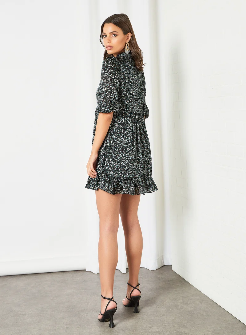 AND Floral Print Dress Black