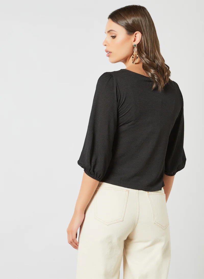 AND Puffed Sleeve Top Black