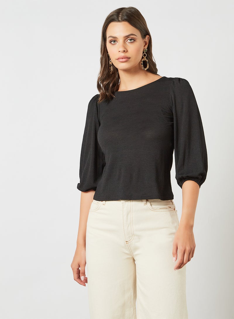 Puffed Sleeve Top Black - v1621106706/N45701634V_1