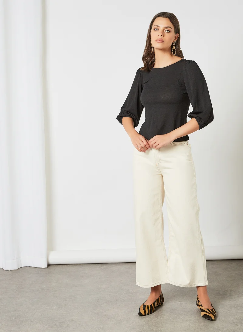 AND Puffed Sleeve Top Black