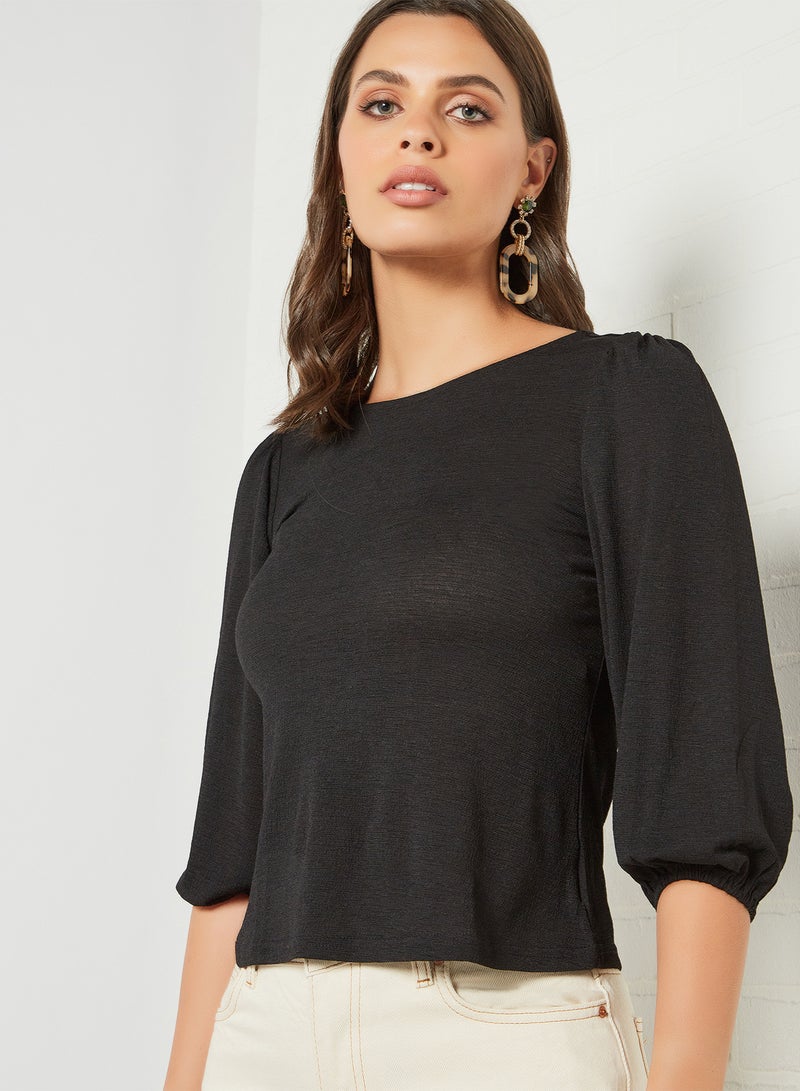 Puffed Sleeve Top Black - v1621106707/N45701634V_2