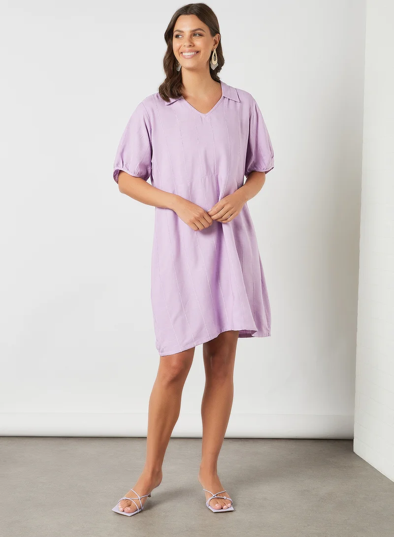 AND Collar Neck Mini Dress Lilac