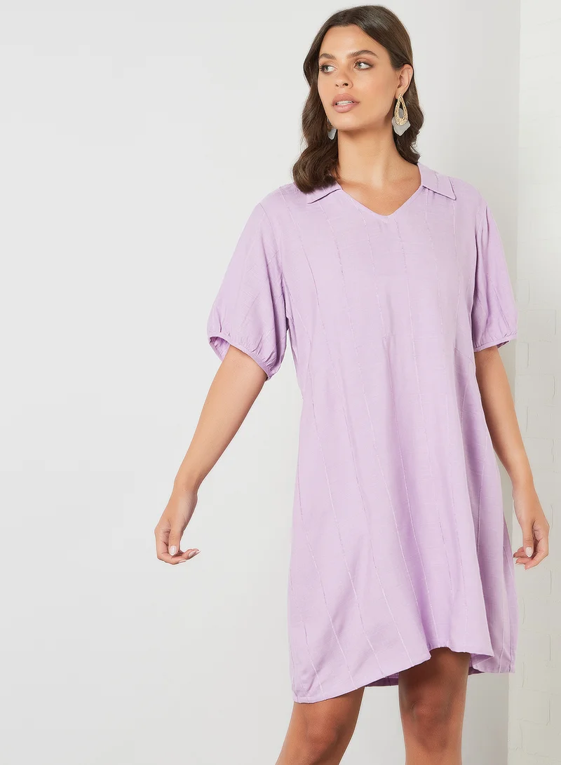 AND Collar Neck Mini Dress Lilac