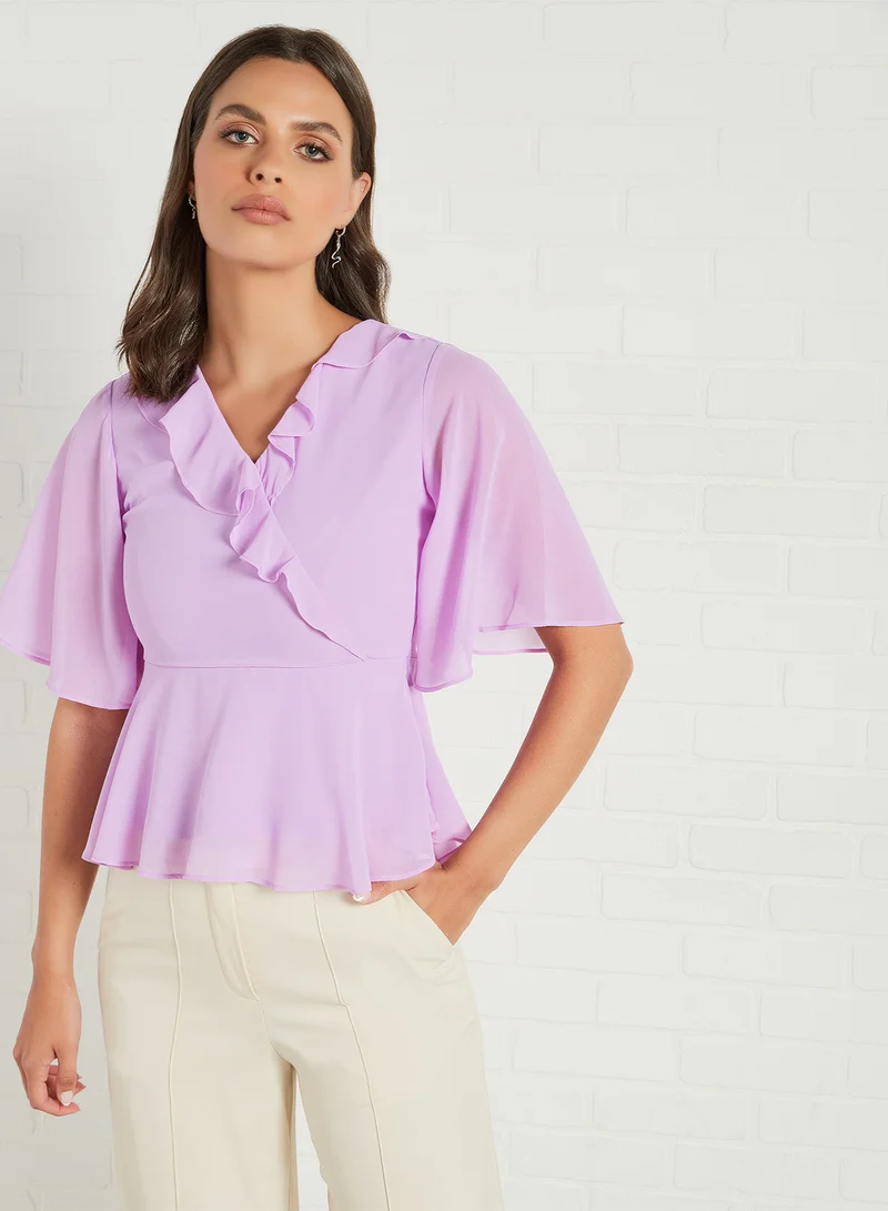 AND Peplum Hem Frill Blouse