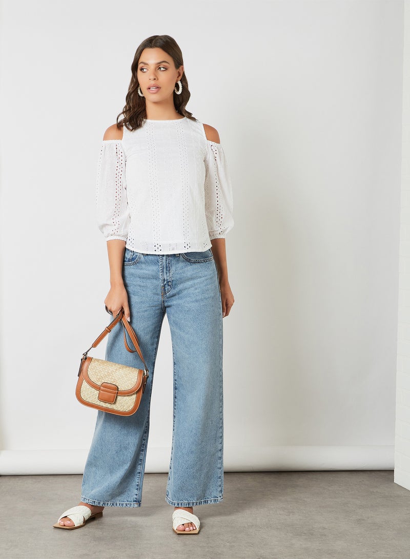 AND Cold-Shoulder Top White  - Image 2