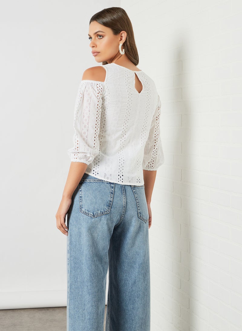 AND Cold-Shoulder Top White  - Image 4