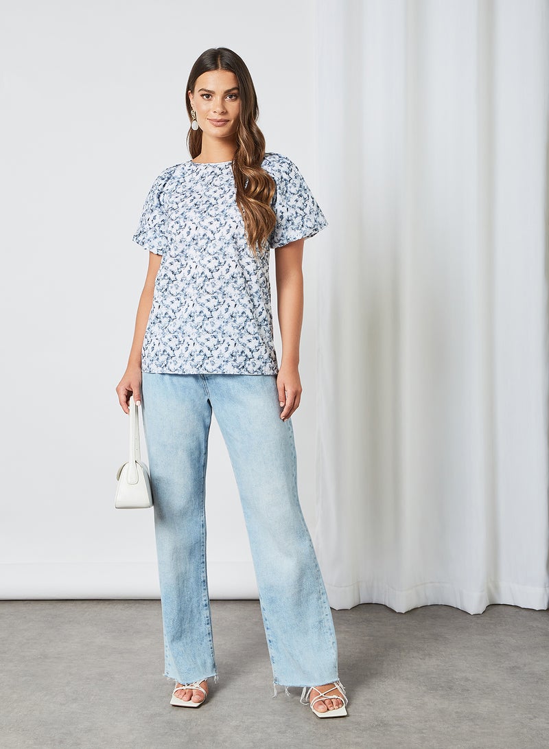 ABOF Printed Boat Neck Top Multicolour - Image 4