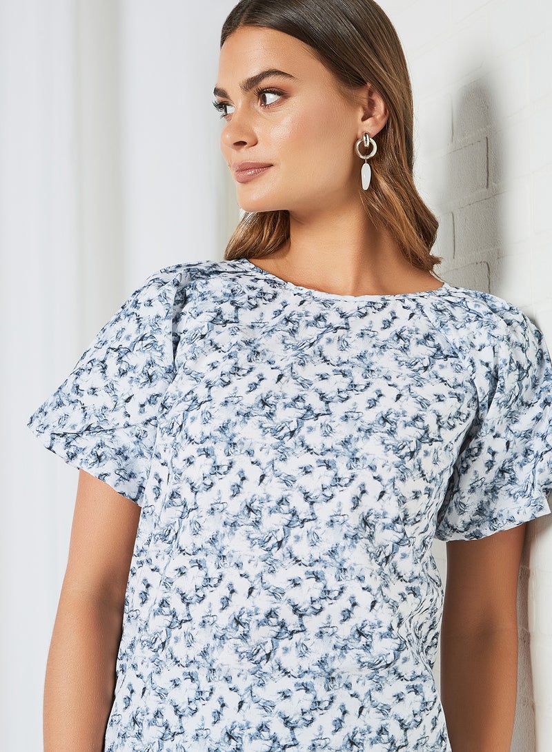 ABOF Printed Boat Neck Top Multicolour - Image 3
