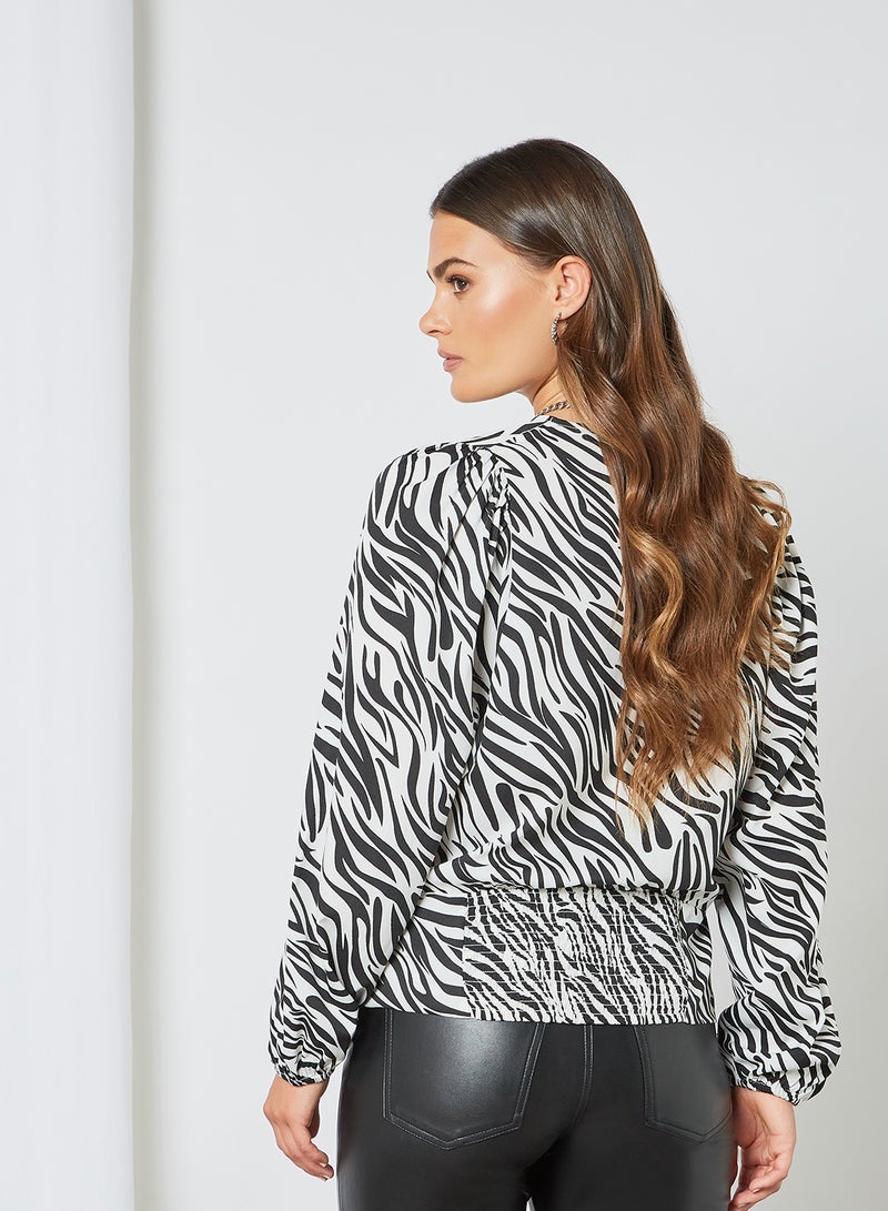 DRIP - Animal Printed Regular Fit V-Neck Long Sleeve Top Multicolour - Image 1