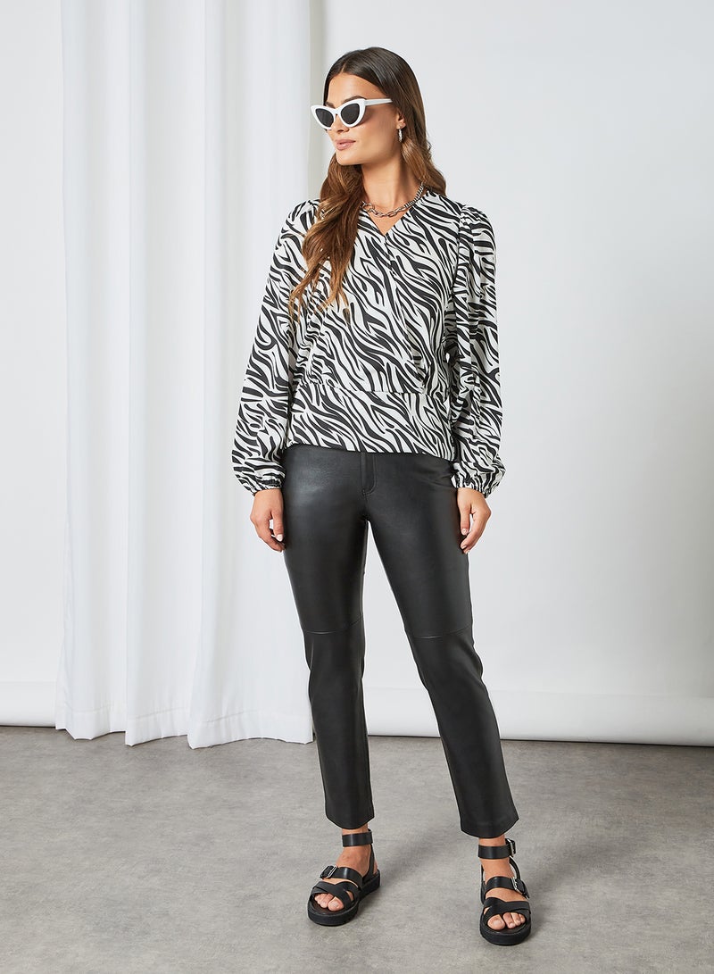 DRIP - Animal Printed Regular Fit V-Neck Long Sleeve Top Multicolour - Image 1