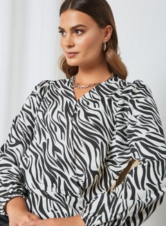 DRIP Animal Printed Regular Fit V-Neck Long Sleeve Top Multicolour  - Image 4