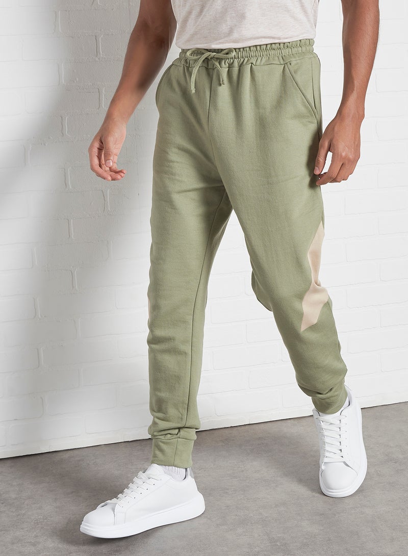STATE 8 Contrast Panel Joggers Olive/Beige - Image 1