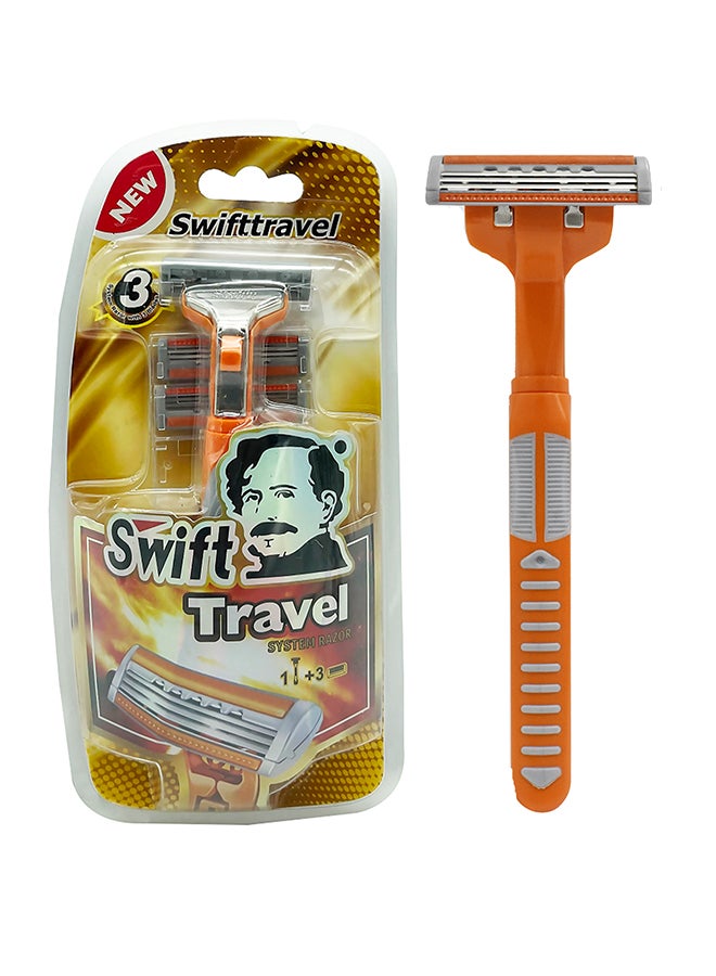 Swift 3 Blade Travel System Shaving Razor Orange/Silver/Grey  - Image 2