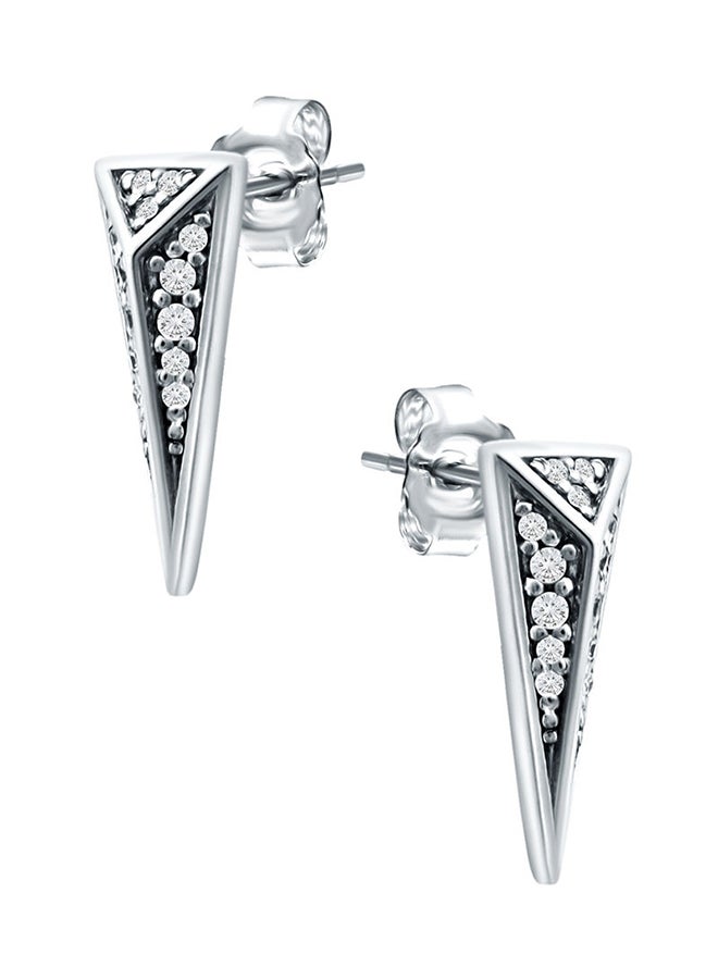 Aila Elegant Design Brass Cubic Zirconia Stud Earrings  - Image 2