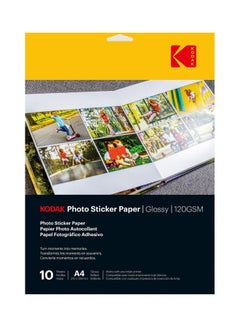 Kodak 10 Sheets Glossy Photo Sticker Paper A4  - Image 1