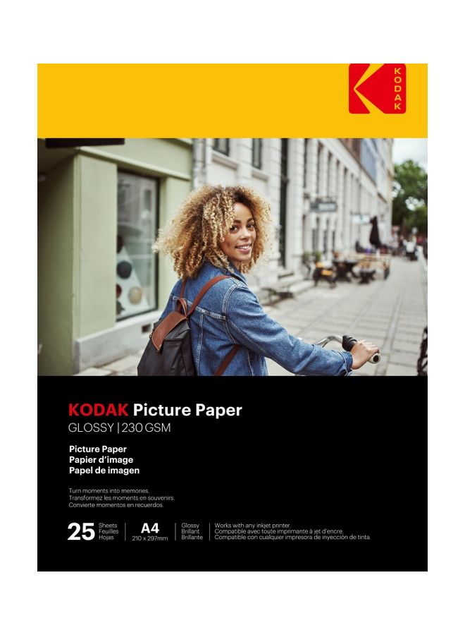 كوداك مجموعة ورق طباعة صور لامع من 25 ورقة A4 - Image 1