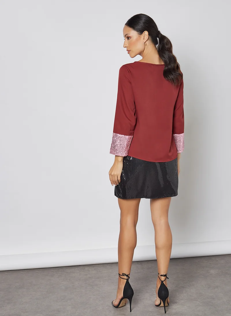 Aila Fashionable Plain Round Neck Blouse