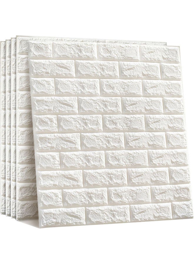 5-Piece 3D Brick Faux Foam Self-Adhesive Wall Sticker White 70 x 77cm  - Image 1