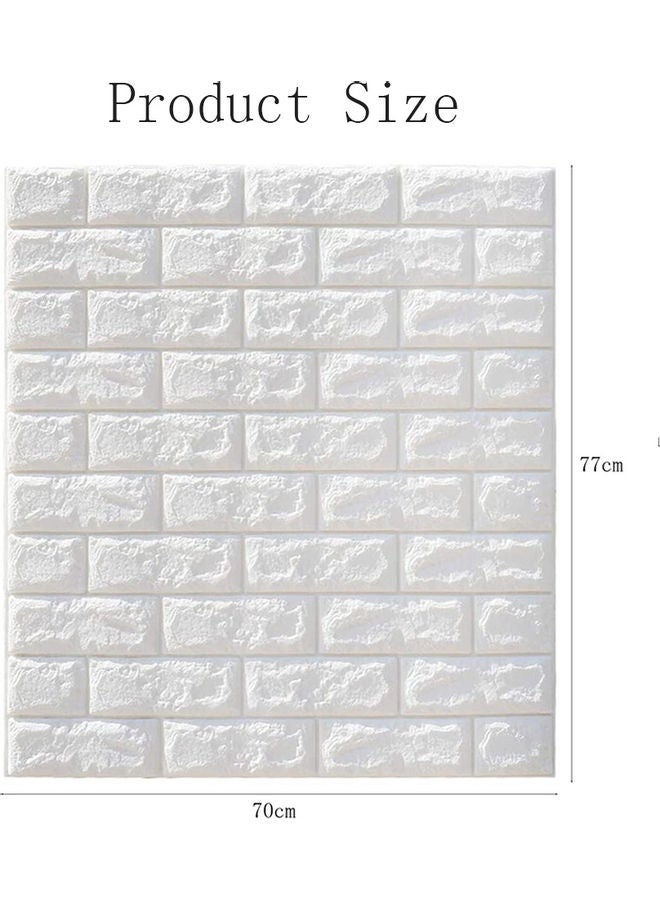 5-Piece 3D Brick Faux Foam Self-Adhesive Wall Sticker White 70 x 77cm  - Image 2