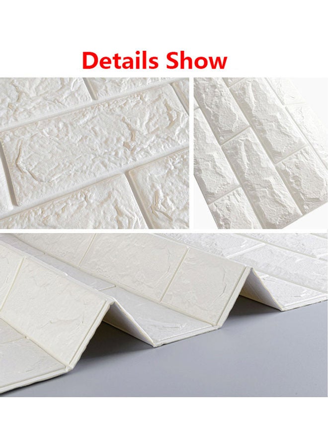 5-Piece 3D Brick Faux Foam Self-Adhesive Wall Sticker White 70 x 77cm  - Image 3