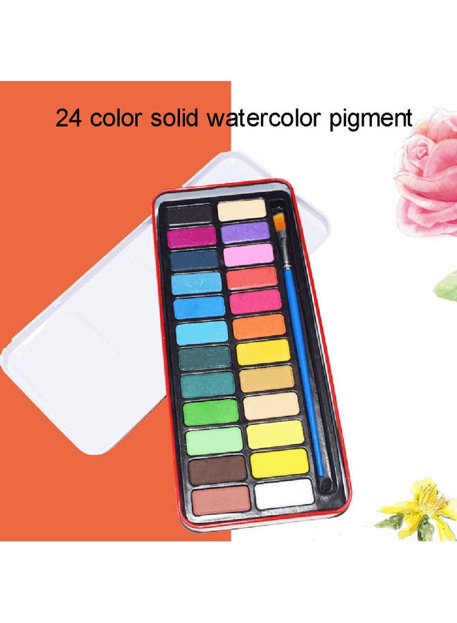 Generic 24-Count Solid Colours Pigment Set with Brush Multicolour  - Image 2
