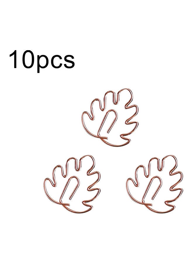 Generic 10-Piece Leaf Bookmark Paper Clip Pin Set Gold  - Image 1