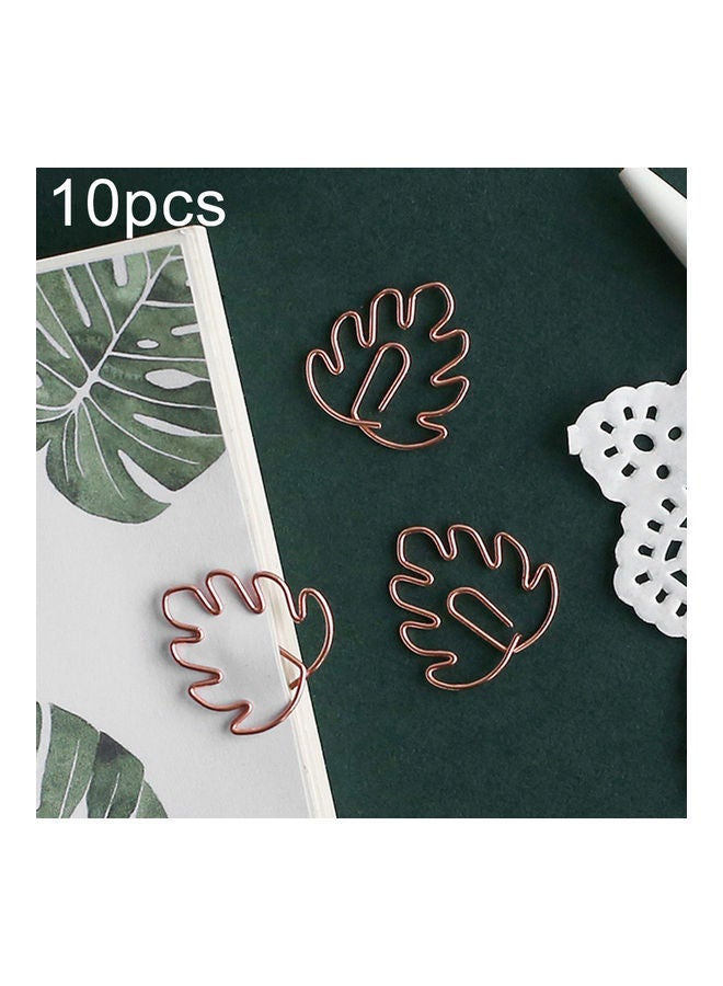 Generic 10-Piece Leaf Bookmark Paper Clip Pin Set Gold  - Image 2
