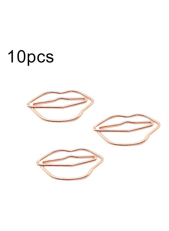 Generic 10-Piece Lip Design Bookmark Paper Clip Pin Set Gold 