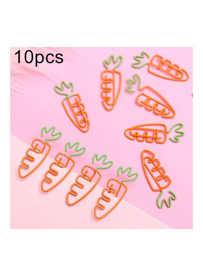 Generic 10-Piece Carrot Shape Bookmark Paper Clip Pin Set Orange/Green  - Image 2